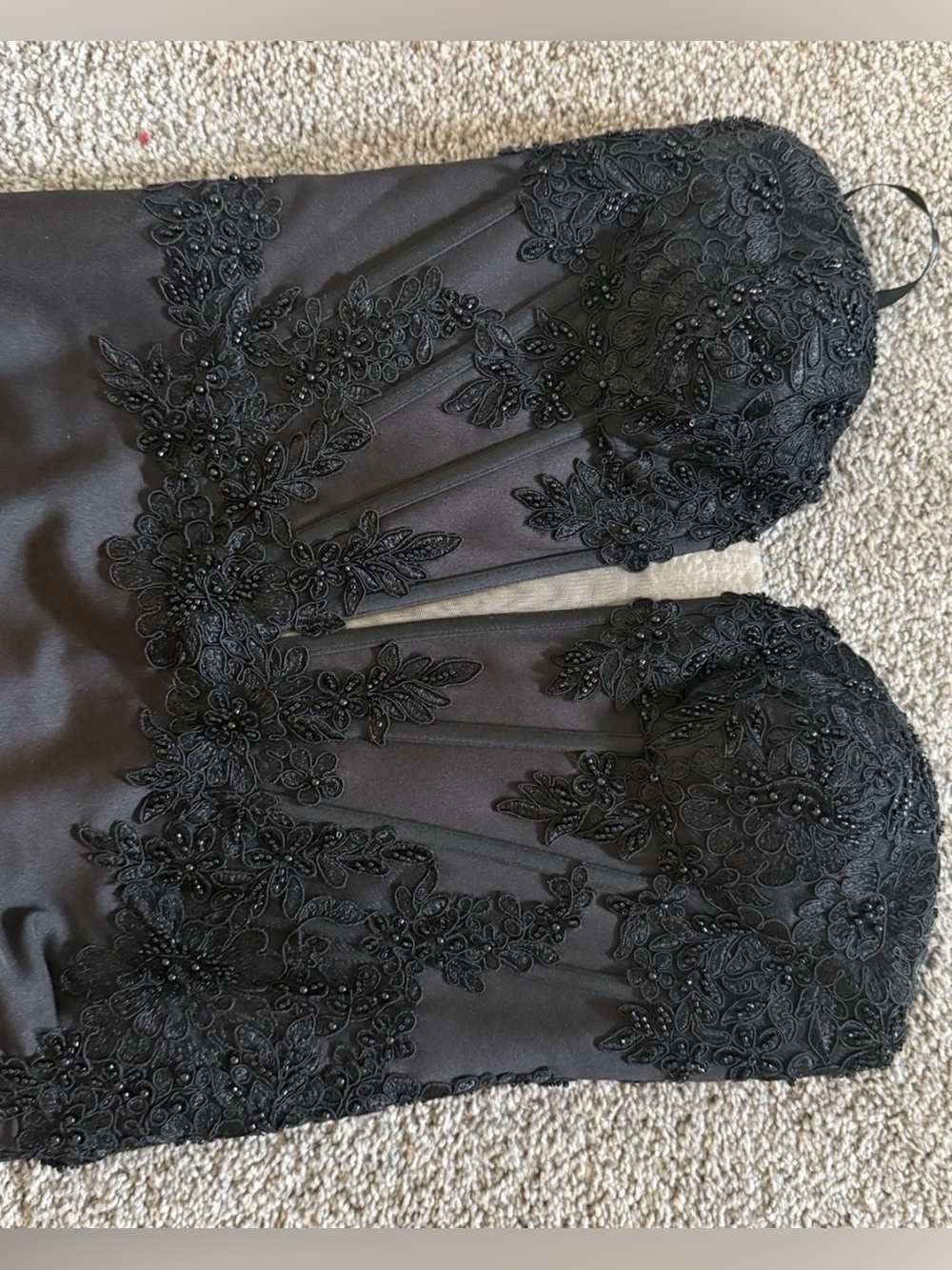 Cameron Blake Black  Strapless Beaded Sweetheart Gown Size 10